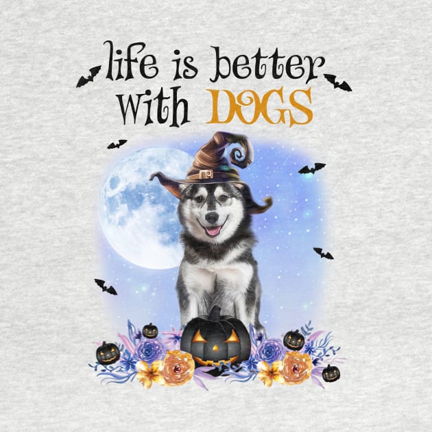 Husky Witch Hat Life Is Better With Dogs Halloween by Marcelo Nimtz
